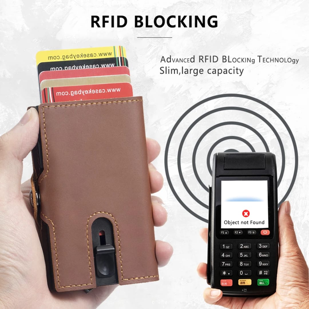 RFID Oil Wax Genuine Leather Minimalist Wallet